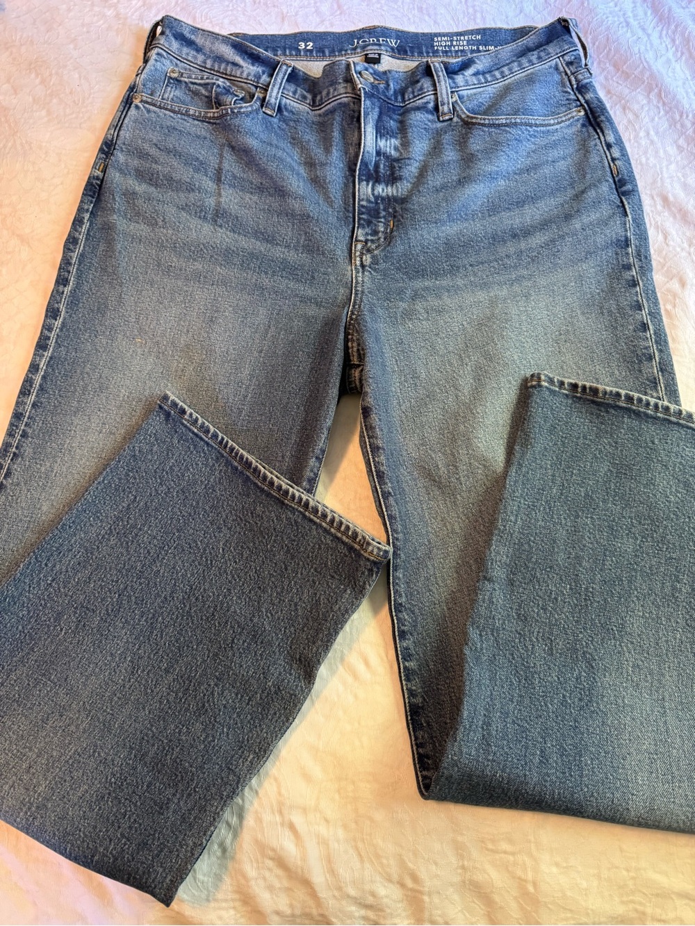 J.Crew Jeans Womens 32 High Rise Full Length Slim Blue Semi Stretch NWT CN289